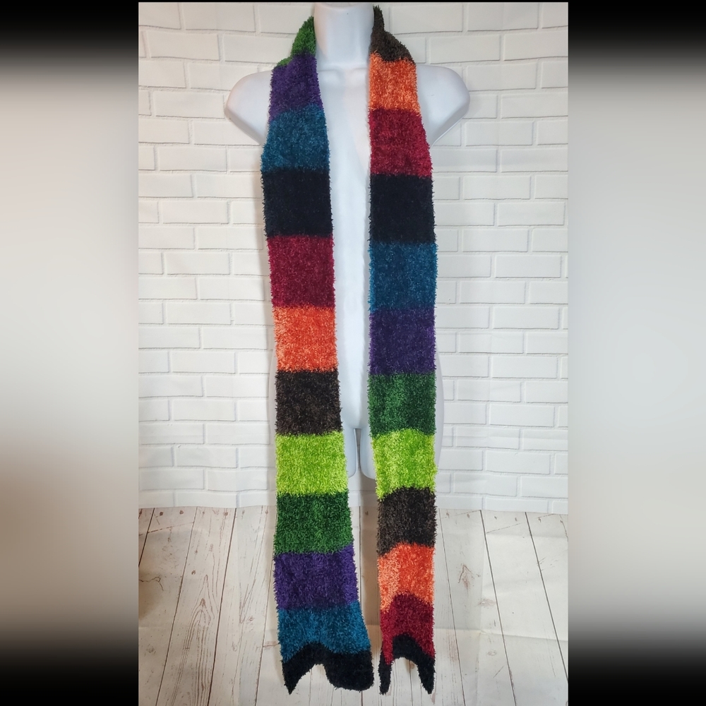 Chenille Colorblock Ombre Fuzzy Scarf